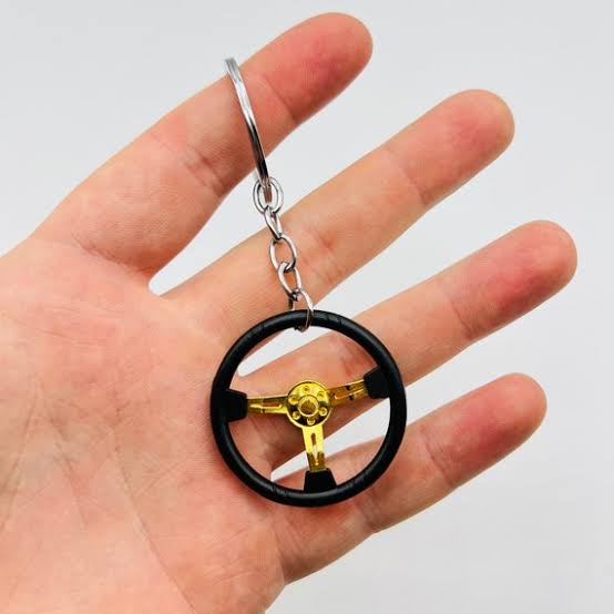 Steering Wheel Miniature Keychain (1PC) (Golden) - Modheads.in