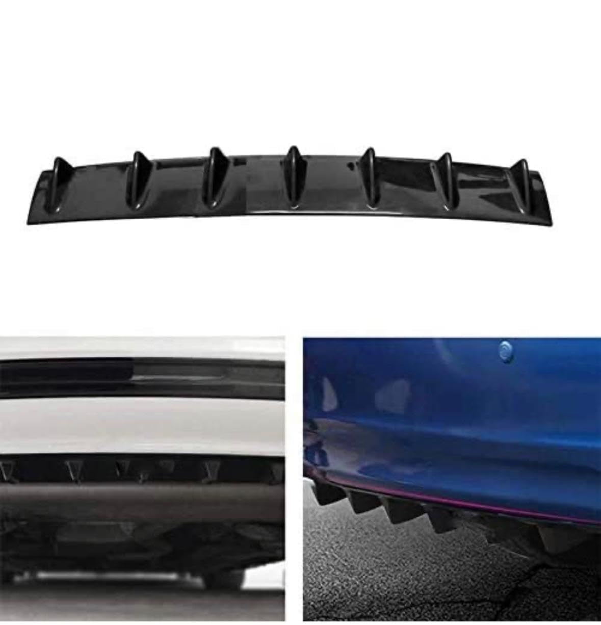 7 Fin Bumper Diffuser | ABS Plastic | Gloss Black