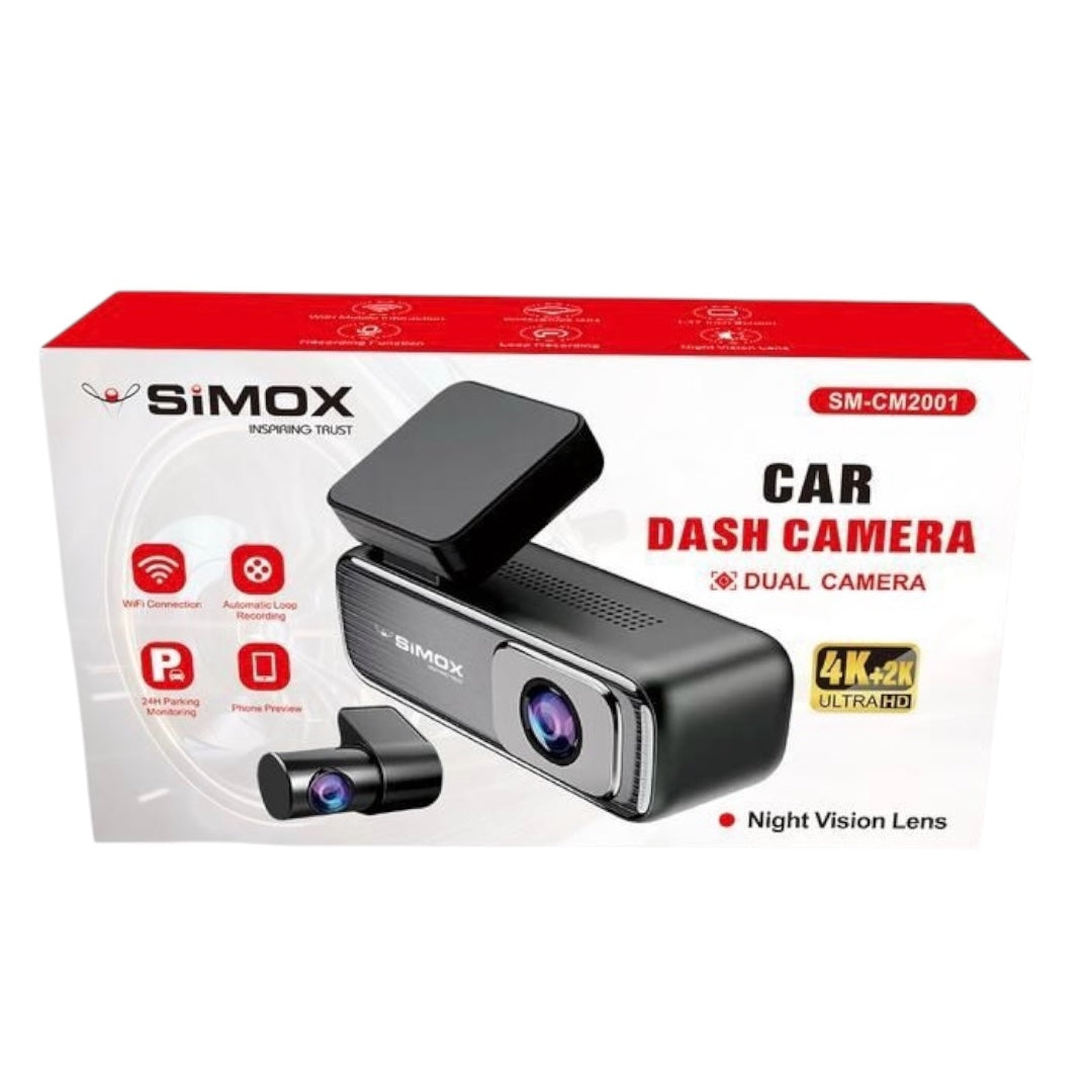 SIMOX Front & Rear Dashcam (4K+2K) With Phone Preview & WiFi - Modheads.in