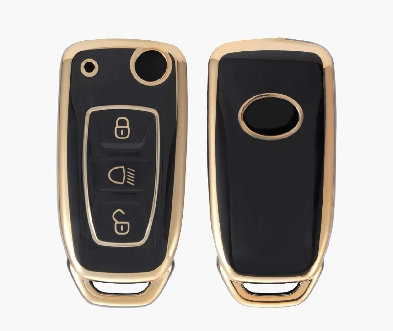 Golden Black TPU Key Cover for Tata | 3 Button - Modheads.in