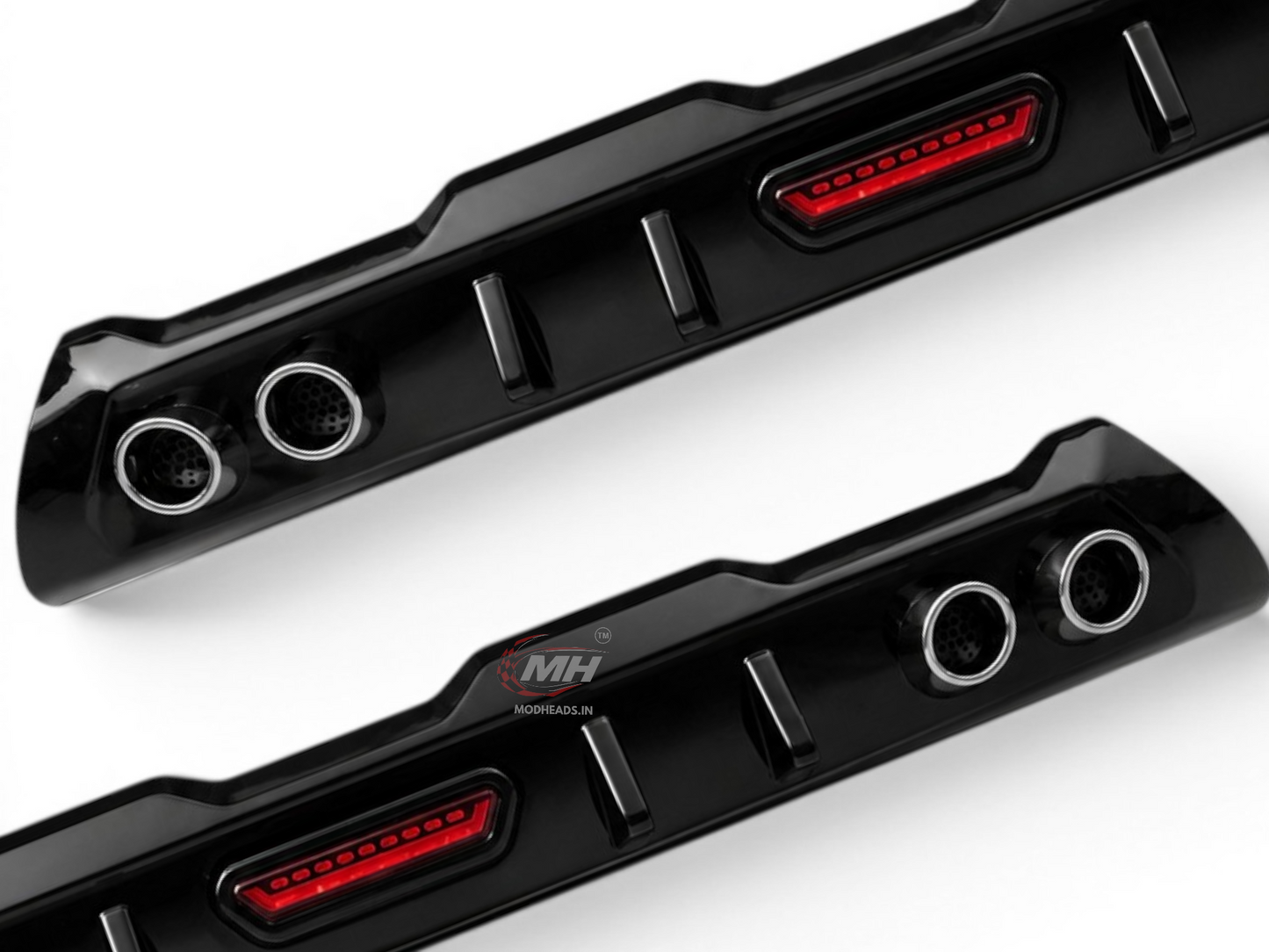 Rear Bumper Diffuser For Brezza 2022+ | With Brake Light | Gloss Black - Modheads.in