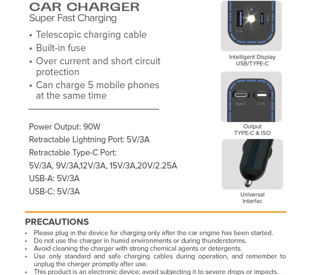Stellar XC-19 | 4-in-1 Retractable Cable | Fast Charging | 90W | 1 Year Warranty - Modheads.in