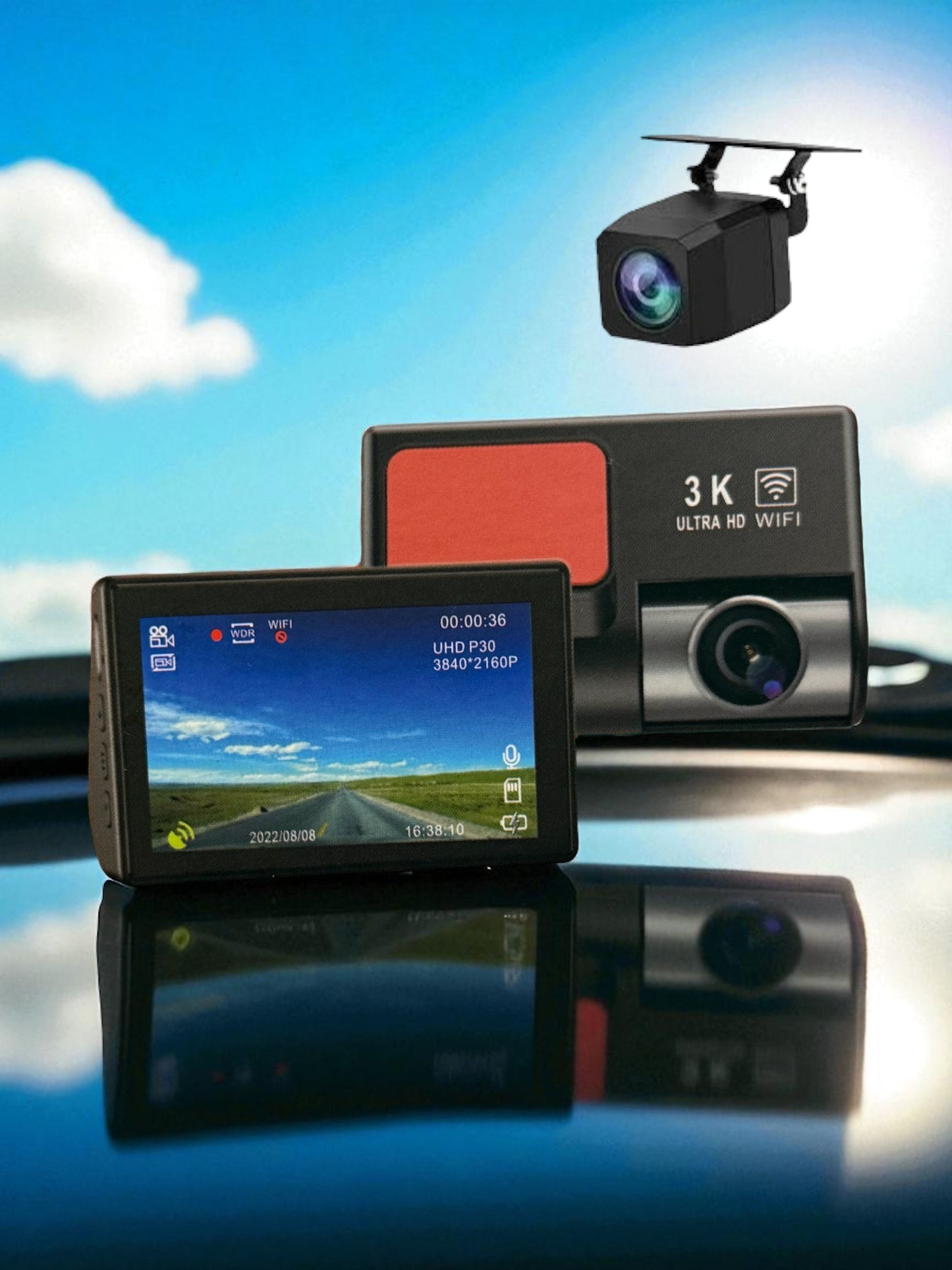 A800 PRO 3K HD Dashcam | APP-Wifi Connection | Front and Rear - Modheads.in