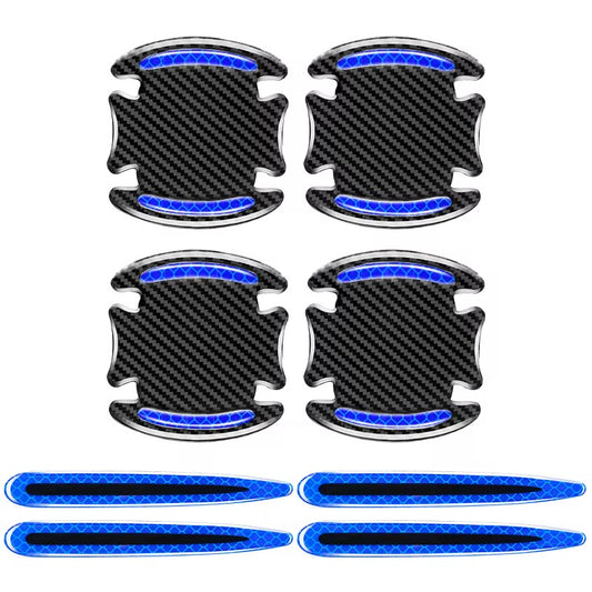 8PCs Anti Scratch Nail Guard And Door Handle Guard | Carbon Fiber Finish
