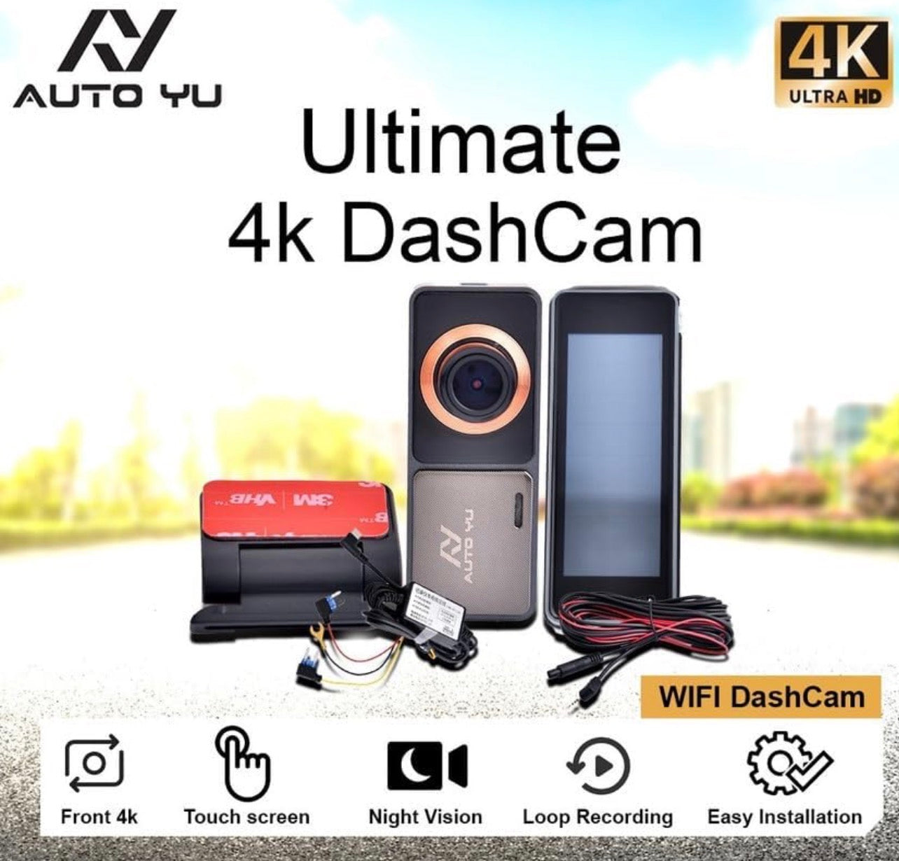 AutoYu 4K Dashcam Front & Rear | 1 Year Warranty - Modheads.in