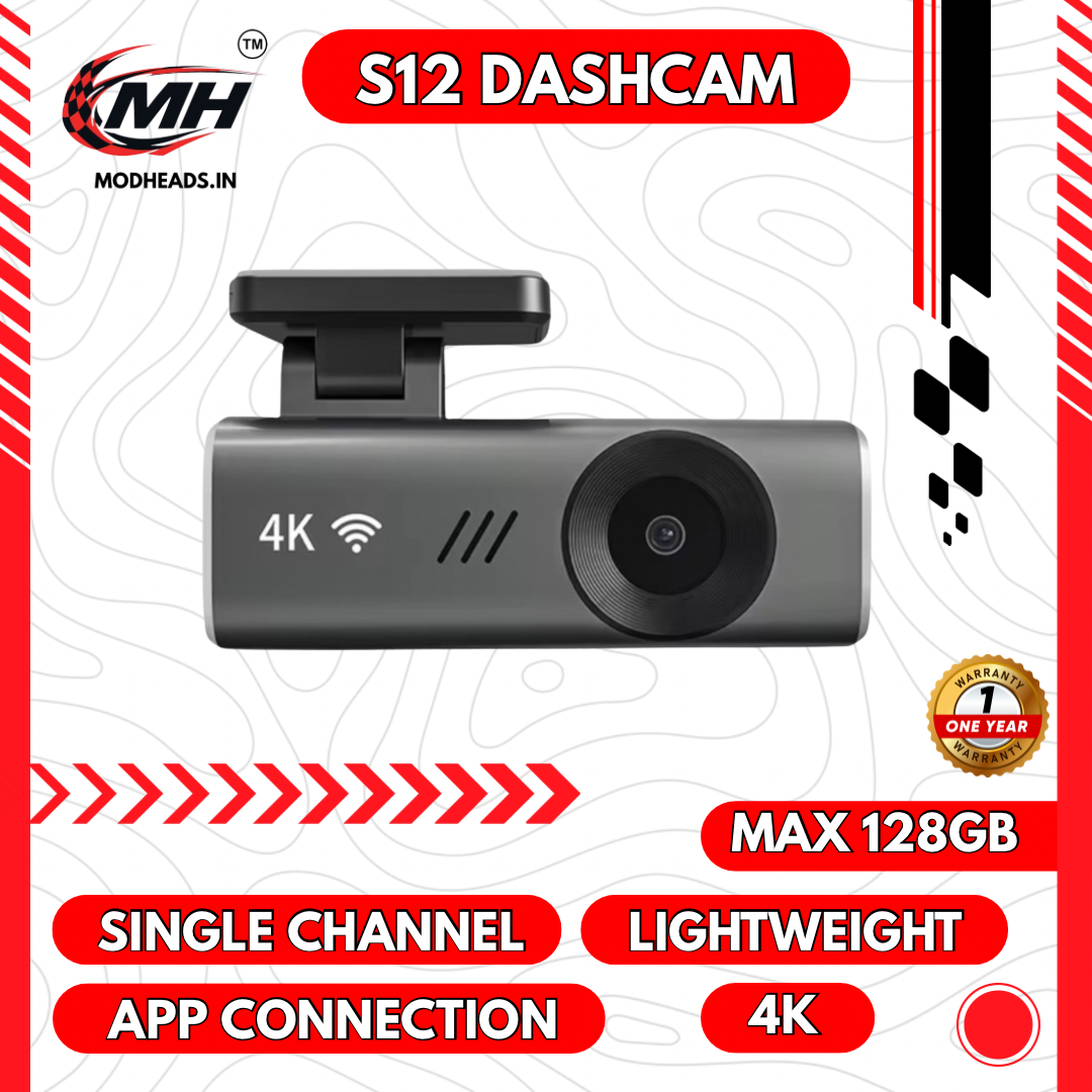 MODHEADS.IN S12 4K Dashcam | Single Channel | App Connectivity - Modheads.in