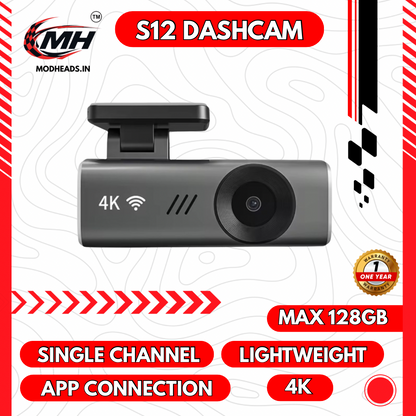 MODHEADS.IN S12 4K Dashcam | Single Channel | App Connectivity - Modheads.in