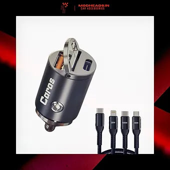 CAROS 100W 3in1 Fast Car Charger with 3in1 PD Cable - Modheads.in