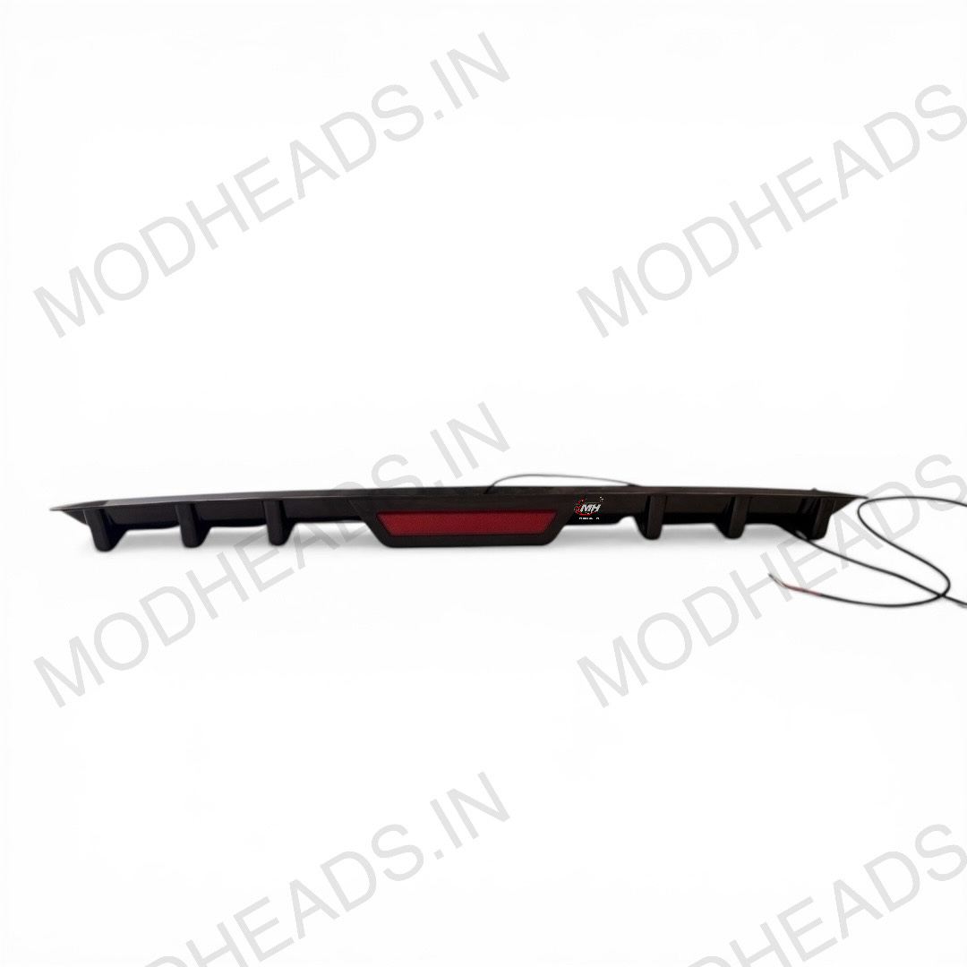 Rear Bumper Diffuser With Brake Light | ABS Plastic | Gloss Black