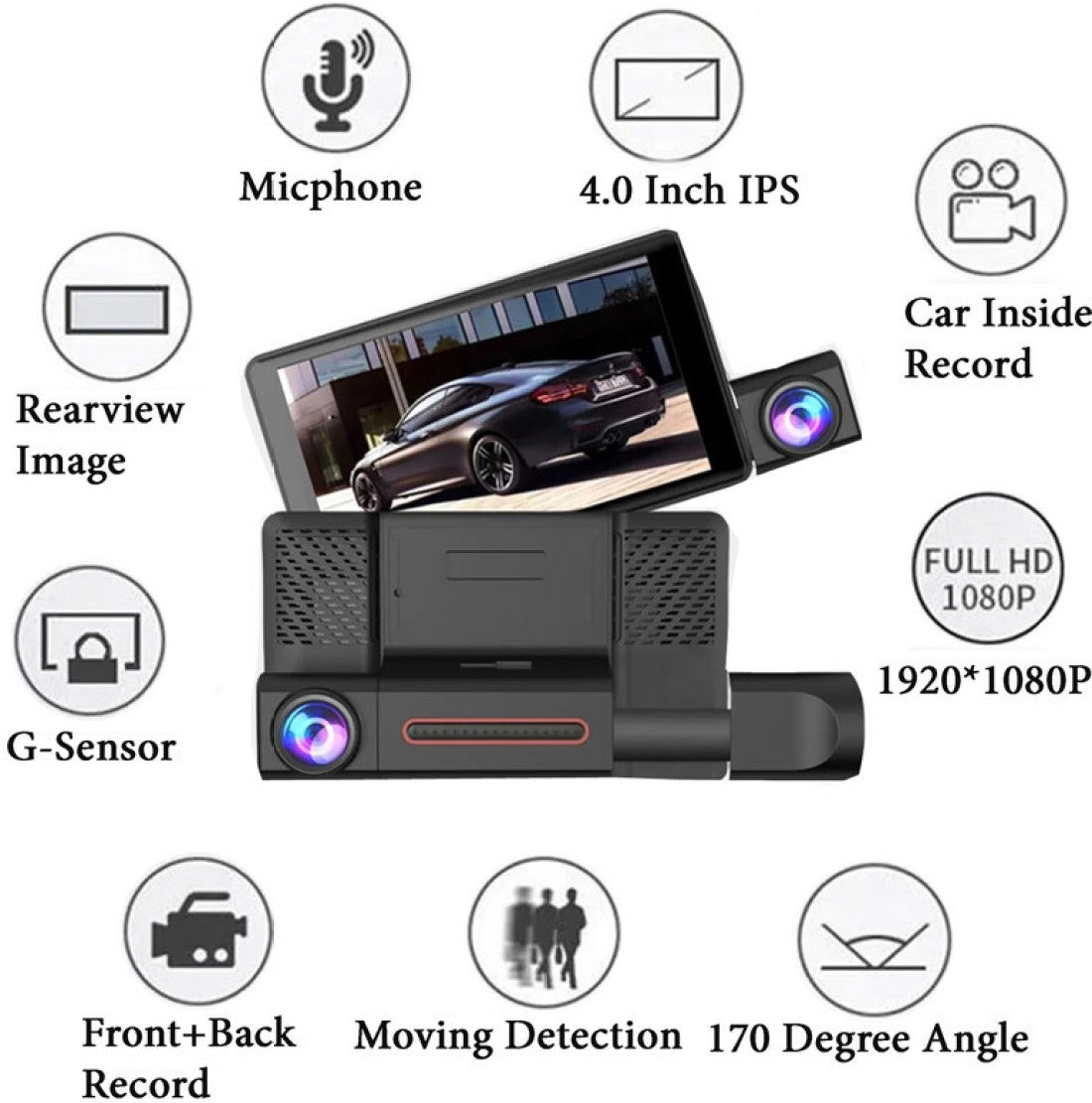 3in1 Dashcam (Front, Rear and Interior) - Modheads.in