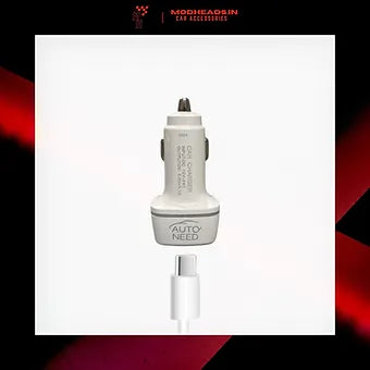 3.1A Car Charger with C Type Cable - Modheads.in