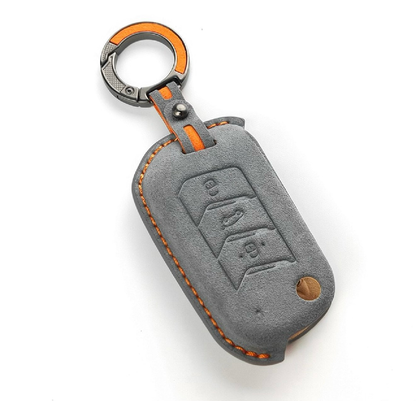 Alcantara Premium Key Cover For Mahindra | 3 Button (Grey)