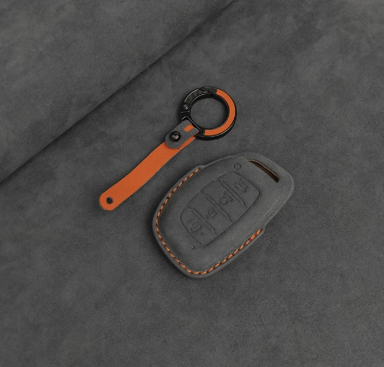 Alcantara Premium Key Cover For Hyundai | 4 Button (Grey)