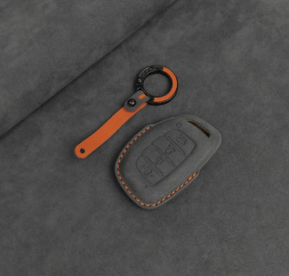 Alcantara Premium Key Cover For Hyundai | 4 Button (Grey)