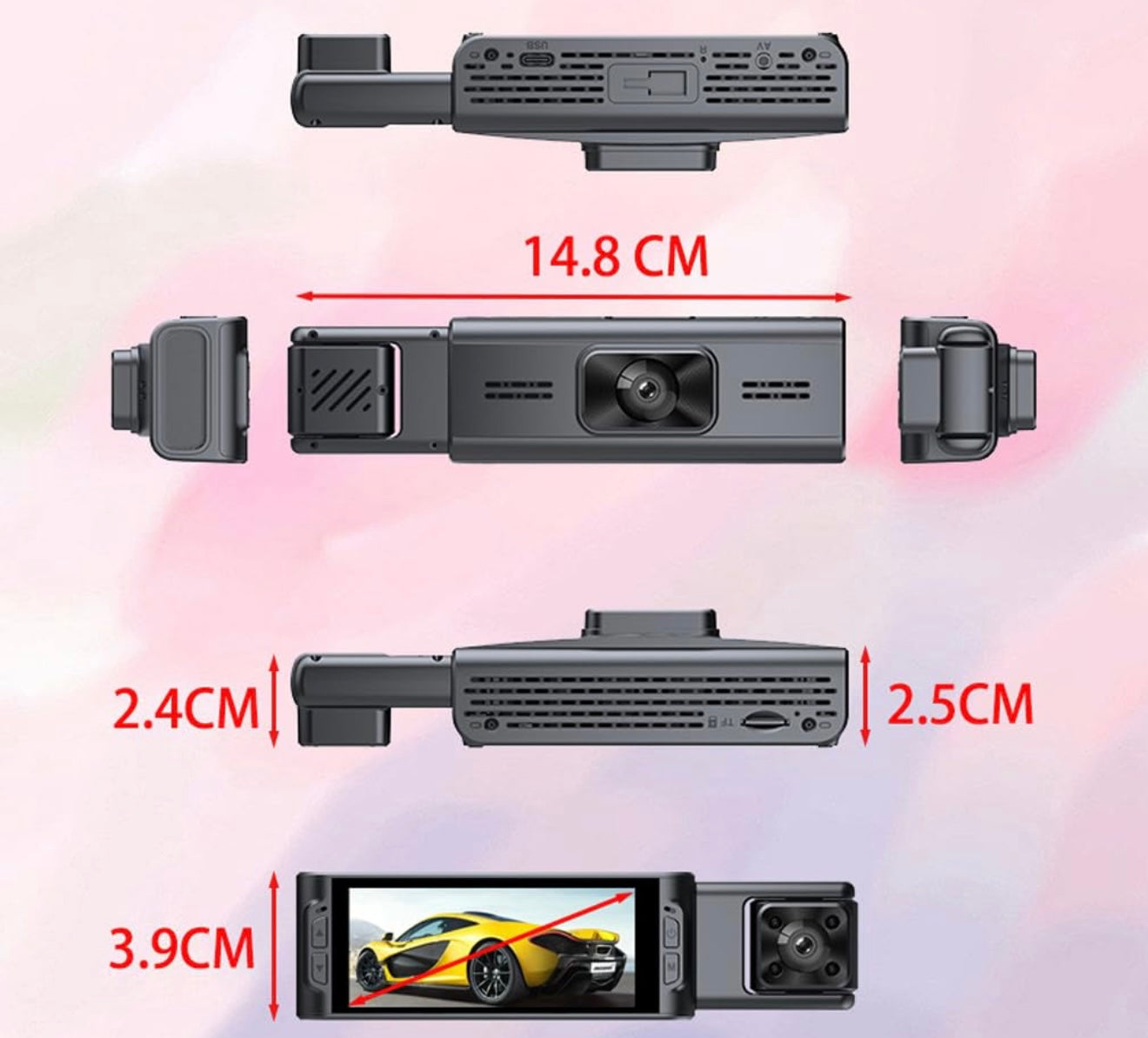X313 3 Lens Dashcam | 1296P Recording | APP-Wifi Control | 3.16” IPS Screen - Modheads.in