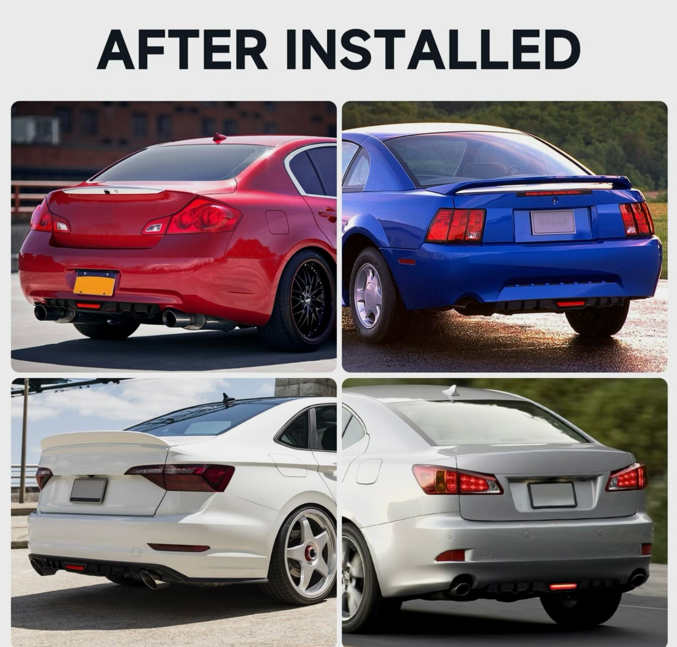 Rear Bumper Diffuser With Brake Light | ABS Plastic | Gloss Black