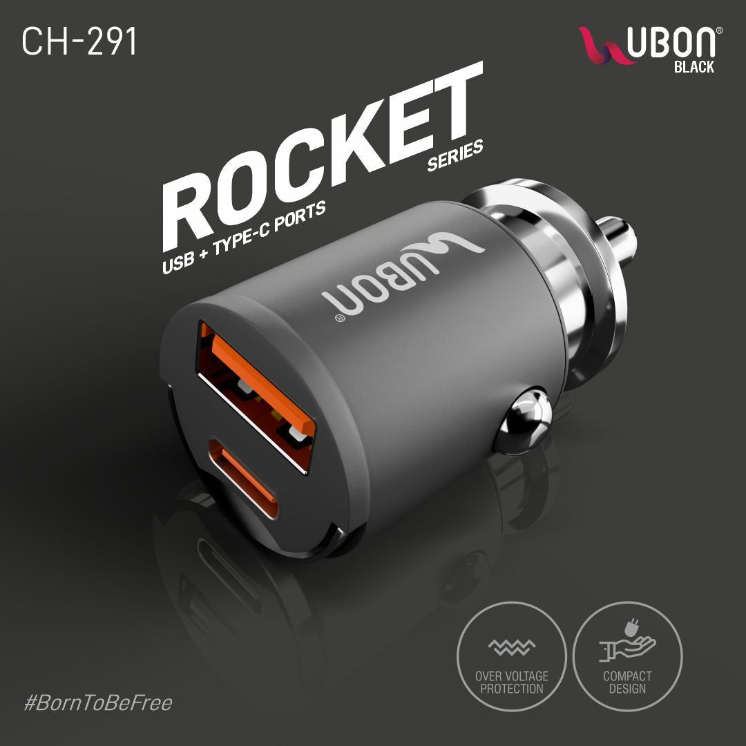 UBON 65W Rocket Fast Charger (USB+Type C) - Modheads.in