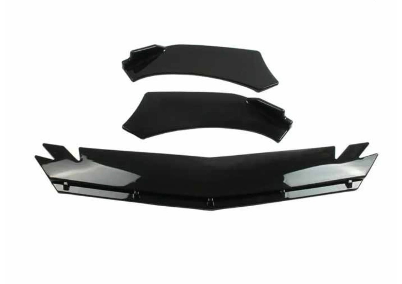 Universal Front Bumper Splitters (Spikes Design) (Gloss Black)