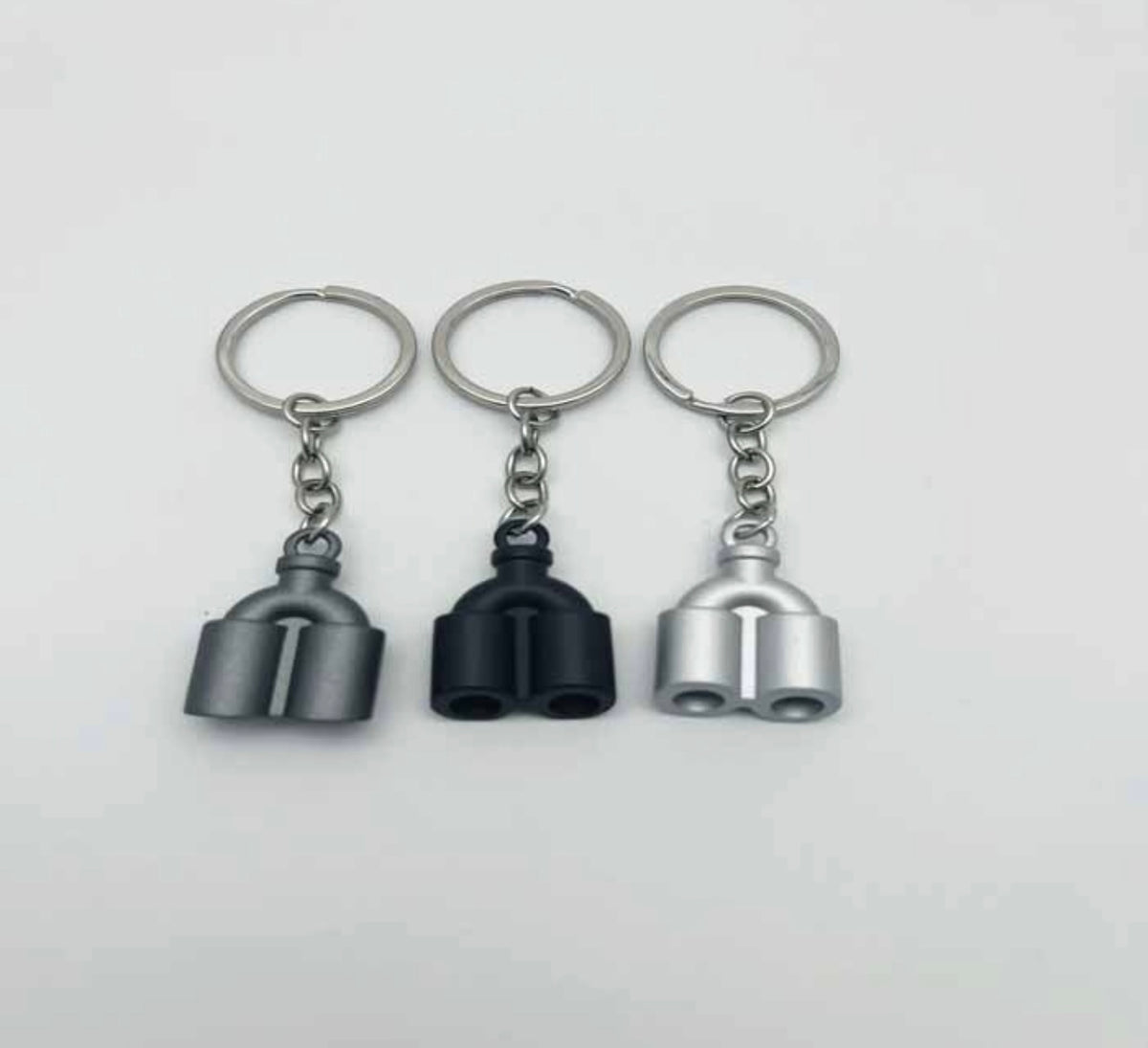 Muffler Keychain Mini Dual Exhaust Pipe Keychain (1PC) (Silver) – Modheads.in