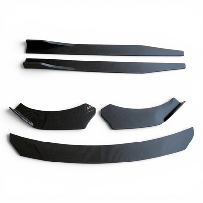 Carbon Fiber Finish Universal Sleek Splitter Set | ABS Plastic| Front & Sides | Glossy Carbon Fiber Finish
