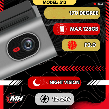 MODHEADS.IN 4K S13 Dashcam | Triple Channel | App Connectivity - Modheads.in