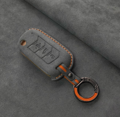 Alcantara Premium Key Cover For Mahindra | 3 Button (Grey)