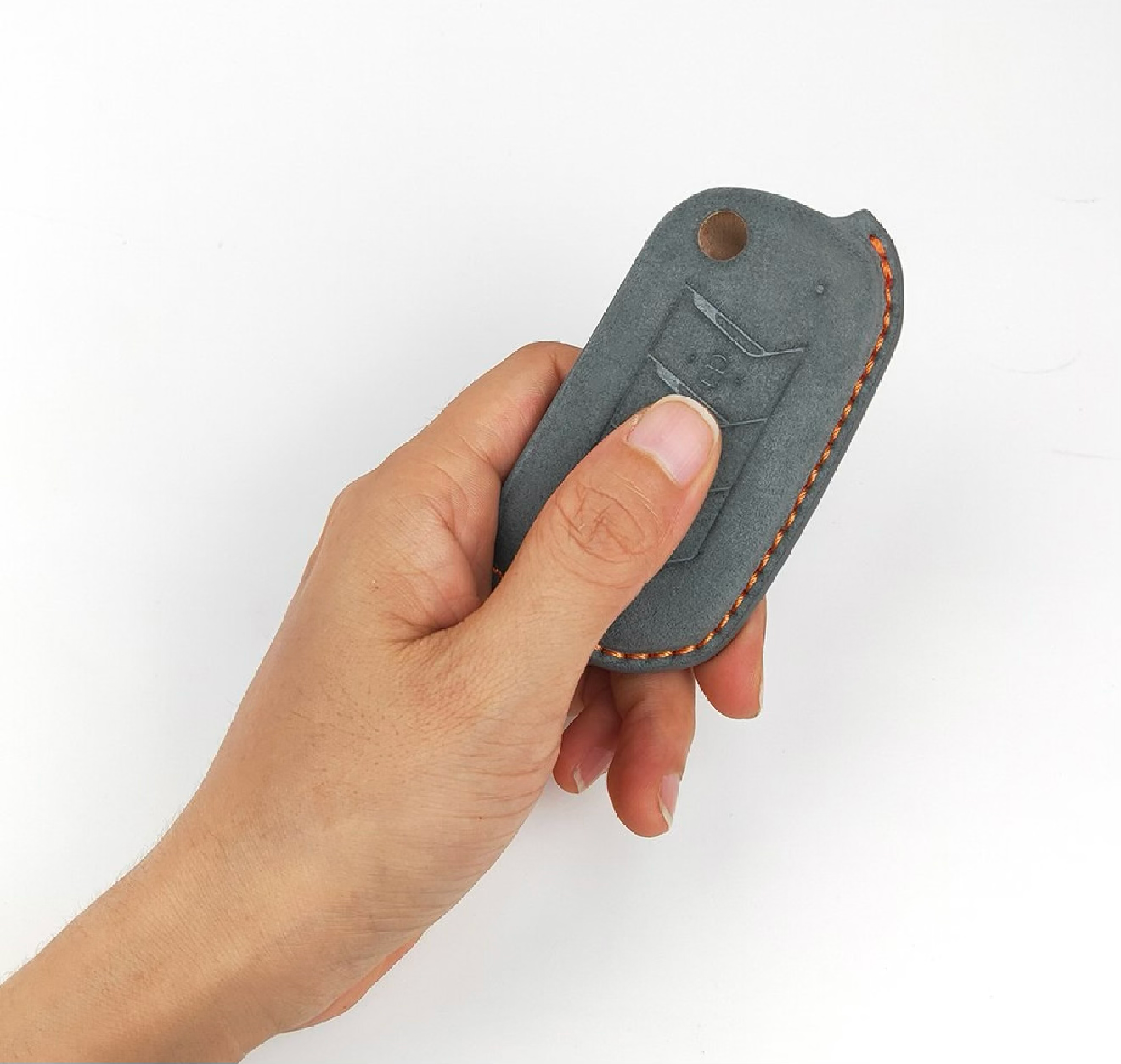 Alcantara Premium Key Cover For Mahindra | 3 Button (Grey)