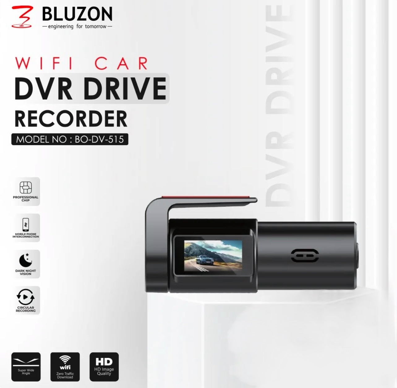 BLUZON WiFi Front Dashcam (BO-DV-515) - Modheads.in