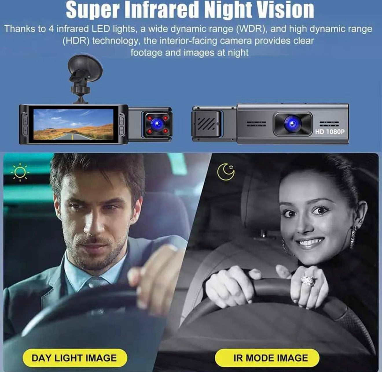 X313 3 Lens Dashcam | 1296P Recording | APP-Wifi Control | 3.16” IPS Screen - Modheads.in