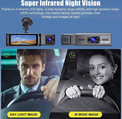 X313 3 Lens Dashcam | 1296P Recording | APP-Wifi Control | 3.16” IPS Screen - Modheads.in
