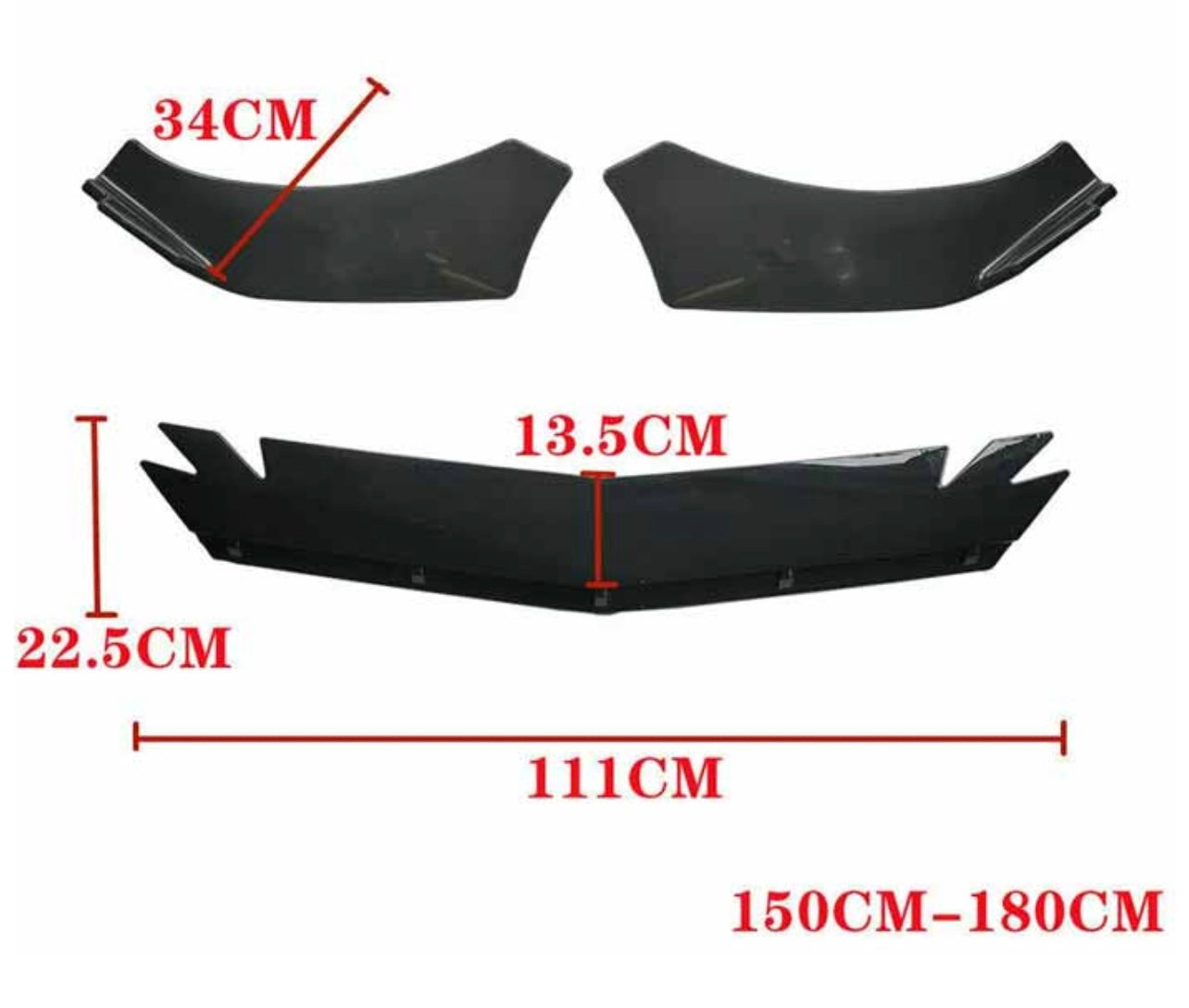 Universal Front Bumper Splitters (Spikes Design) (Gloss Black)