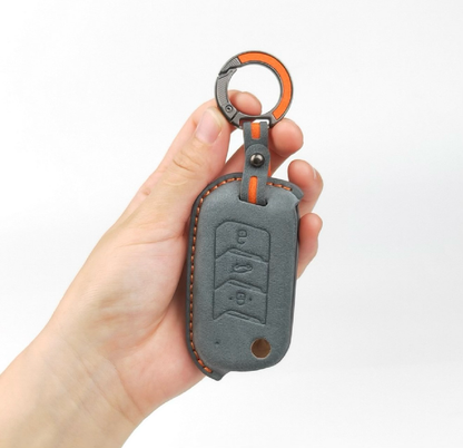 Alcantara Premium Key Cover For Mahindra | 3 Button (Grey)