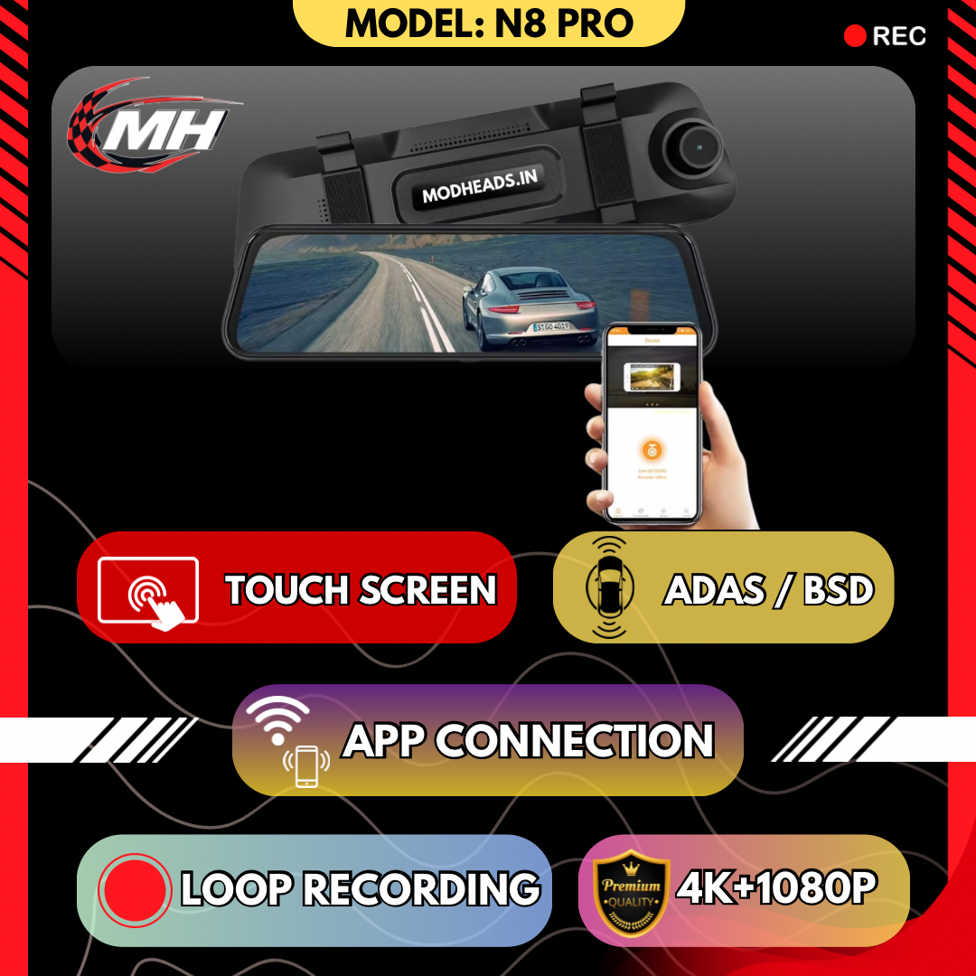MODHEADS.IN 4K N8 Pro Dashcam | Dual Channel | App Connectivity - Modheads.in