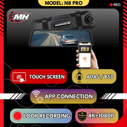 MODHEADS.IN 4K N8 Pro Dashcam | Dual Channel | App Connectivity - Modheads.in