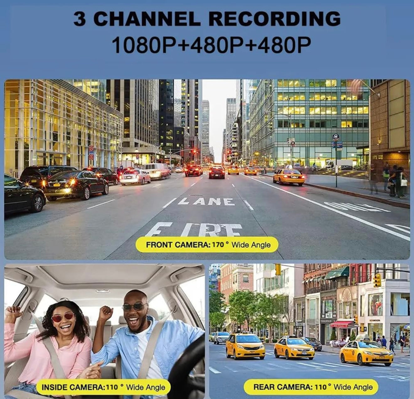 X313 3 Lens Dashcam | 1296P Recording | APP-Wifi Control | 3.16” IPS Screen - Modheads.in