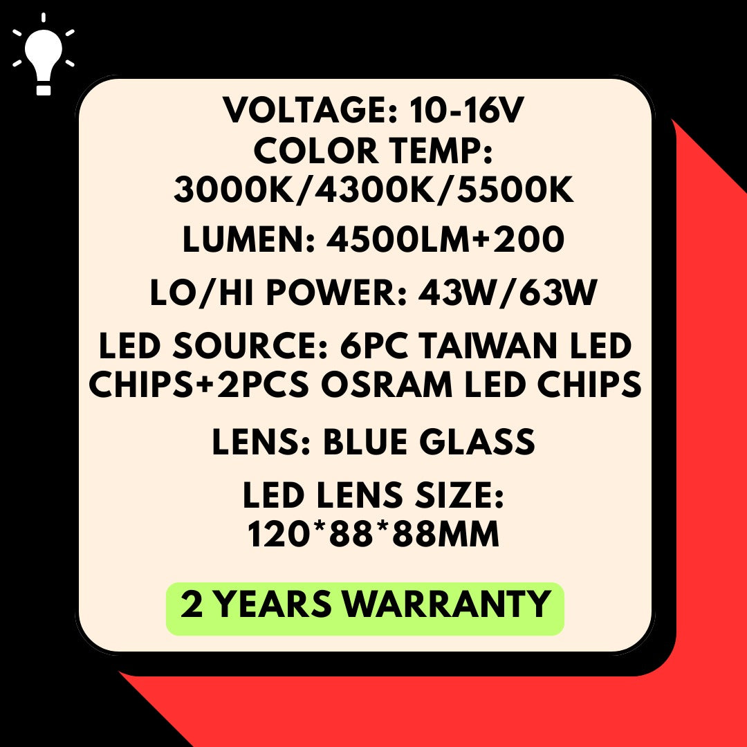 AES BI-LED Double Laser Projectors | Tri Colour | 3 inches | 2 Years Warranty