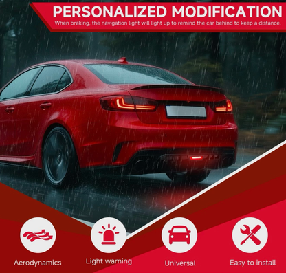 Rear Bumper Diffuser With Brake Light | ABS Plastic | Gloss Black