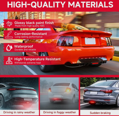 Rear Bumper Diffuser With Brake Light | ABS Plastic | Gloss Black