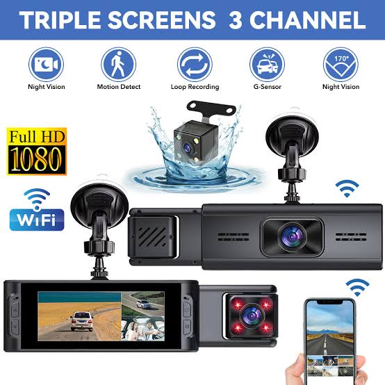X313 3 Lens Dashcam | 1296P Recording | APP-Wifi Control | 3.16” IPS Screen - Modheads.in
