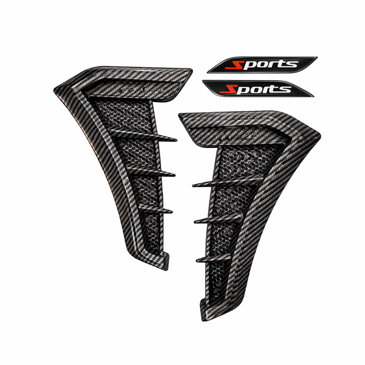 CF Finish Car Fender Scoop Trim | Dummy Air Flow Vent | With Sports Sticker