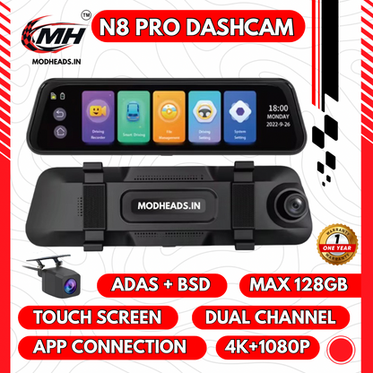 MODHEADS.IN 4K N8 Pro Dashcam | Dual Channel | App Connectivity - Modheads.in