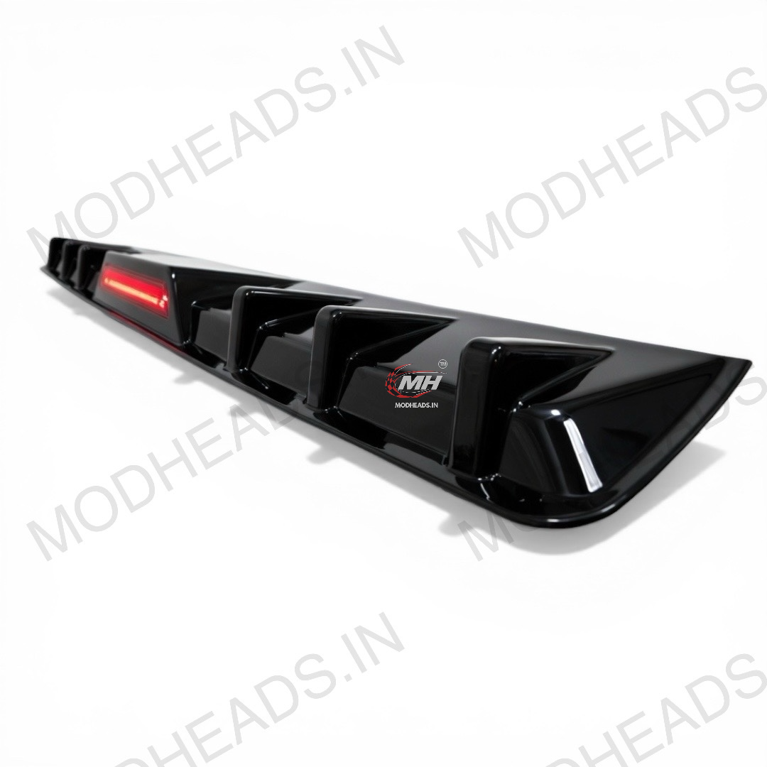 Rear Bumper Diffuser With Brake Light | ABS Plastic | Gloss Black