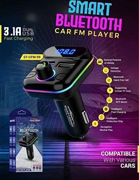 Smart Bluetooth FM Transmitter With Charging Ports