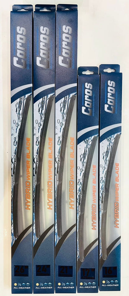 16” 24” Caros Premium Frameless Wiper Blades Combo (1pc each)