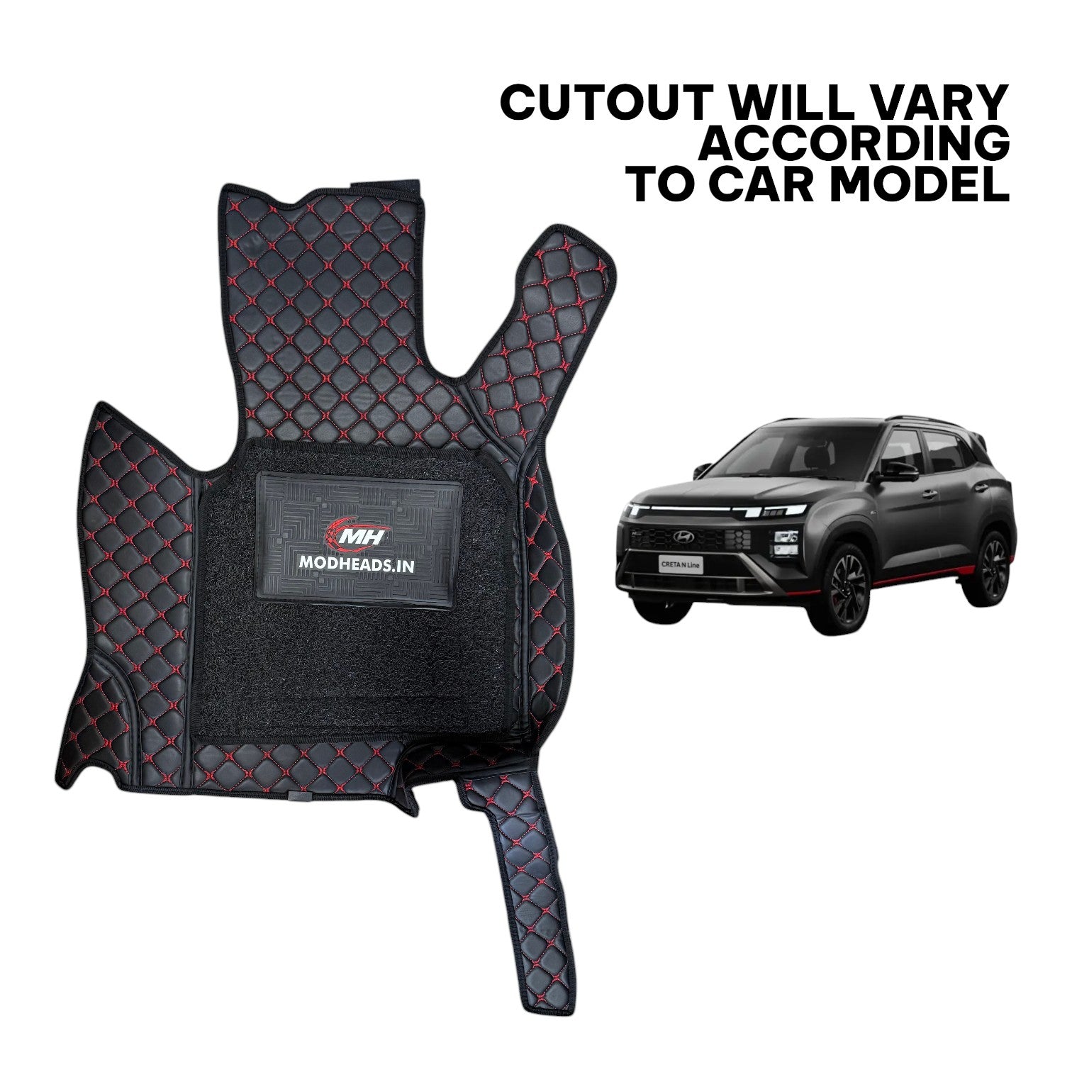 7D Mats for Creta N Line | Black/Silver - Modheads.in