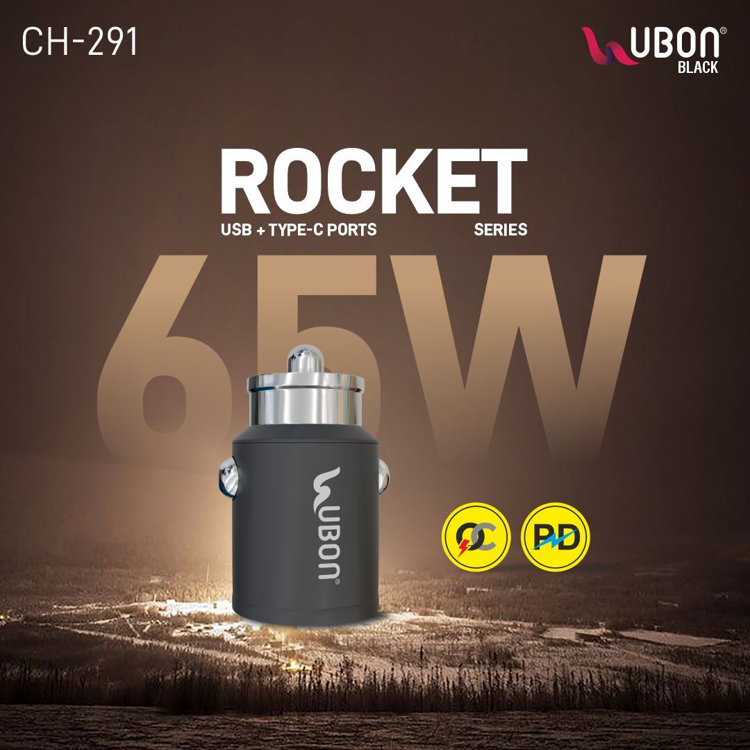 UBON 65W Rocket Fast Charger (USB+Type C) - Modheads.in