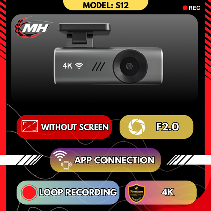 MODHEADS.IN S12 4K Dashcam | Single Channel | App Connectivity - Modheads.in