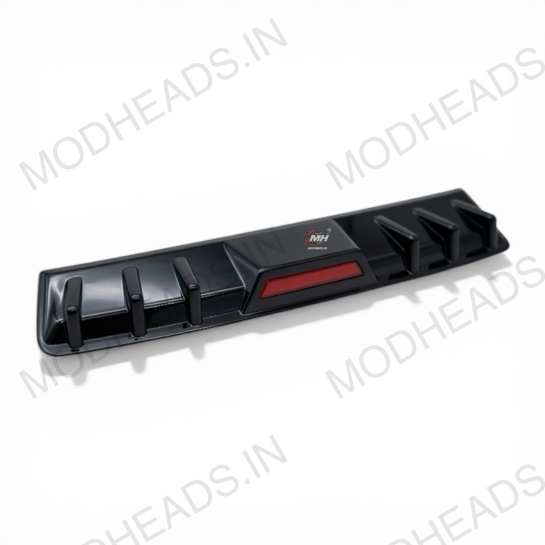 Rear Bumper Diffuser With Brake Light | ABS Plastic | Gloss Black