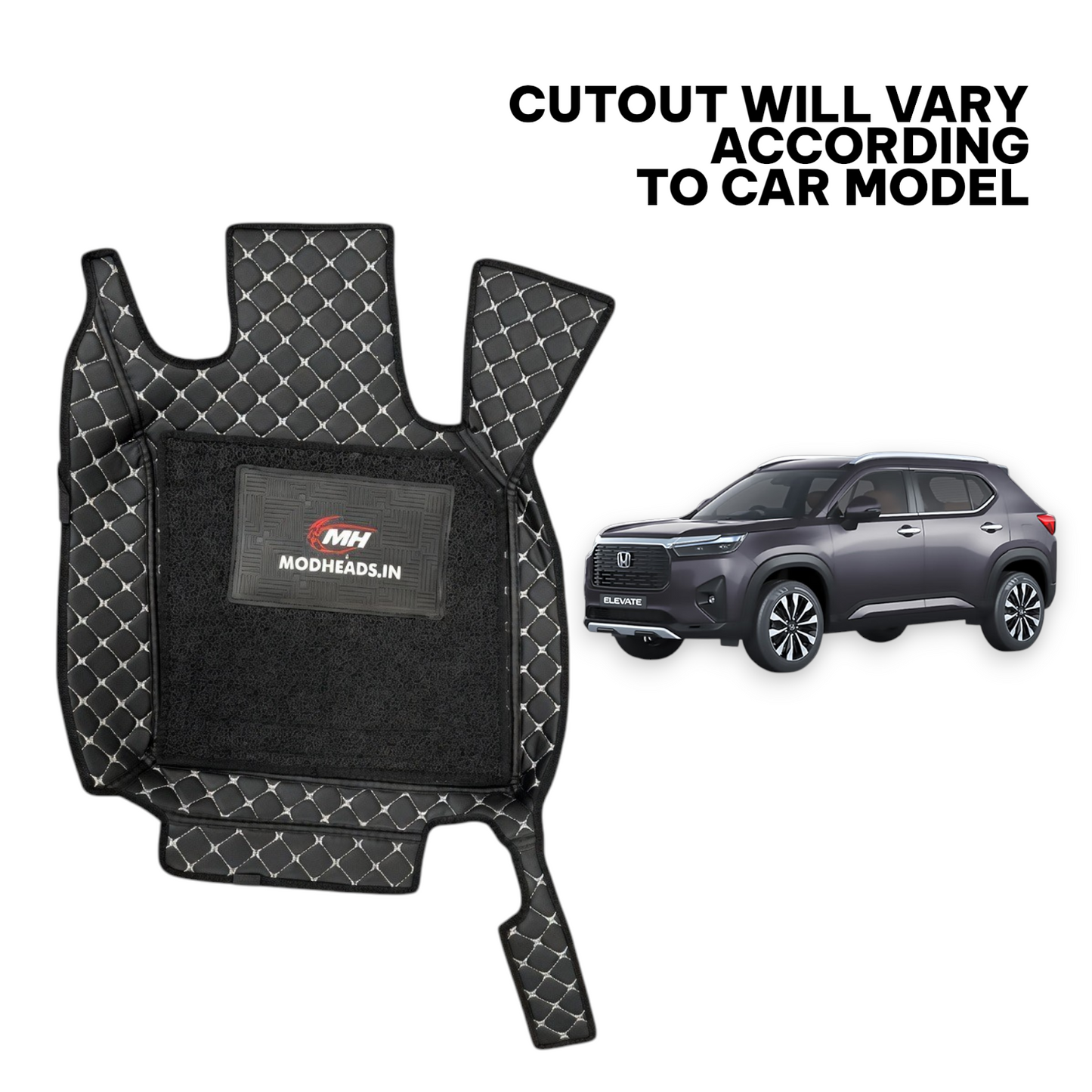 7D Mats For Honda Elevate | Black/Silver - Modheads.in