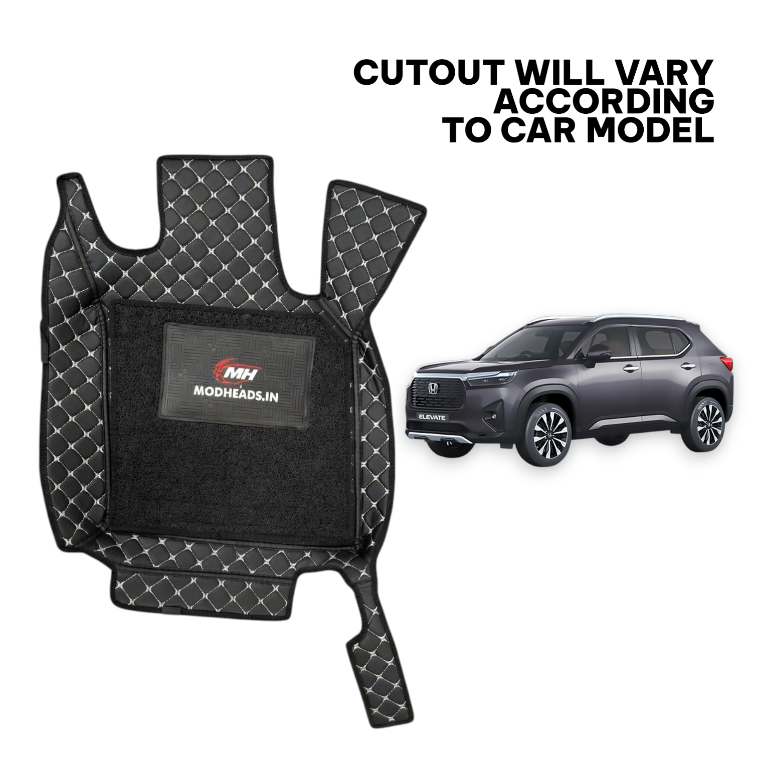 7D Mats For Honda Elevate | Black/Silver - Modheads.in